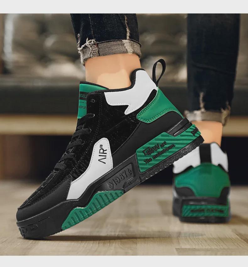 Men's Korean Style High-Top Autumn Sports Casual Shoes with Thick Soles