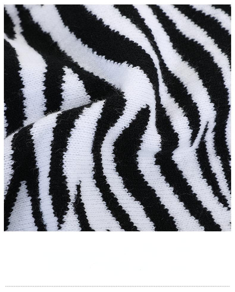 Zebra Pattern Cow Pattern Knitting Keep Warm Crimping Beanie Hat Unisex Autumn Winter Fashion Stripe Skull Cap Women Ski Cap