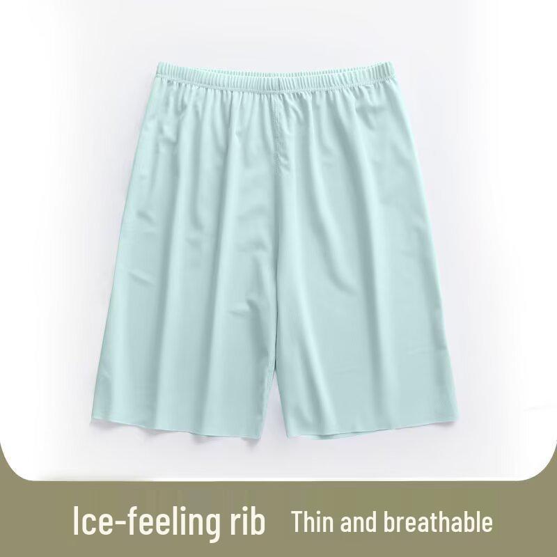 Pánské bezešvé pyžamové šortky z ledového hedvábí - Letní ležérní, Velké velikosti, Volný střih, Chladivé, Střední délka.
