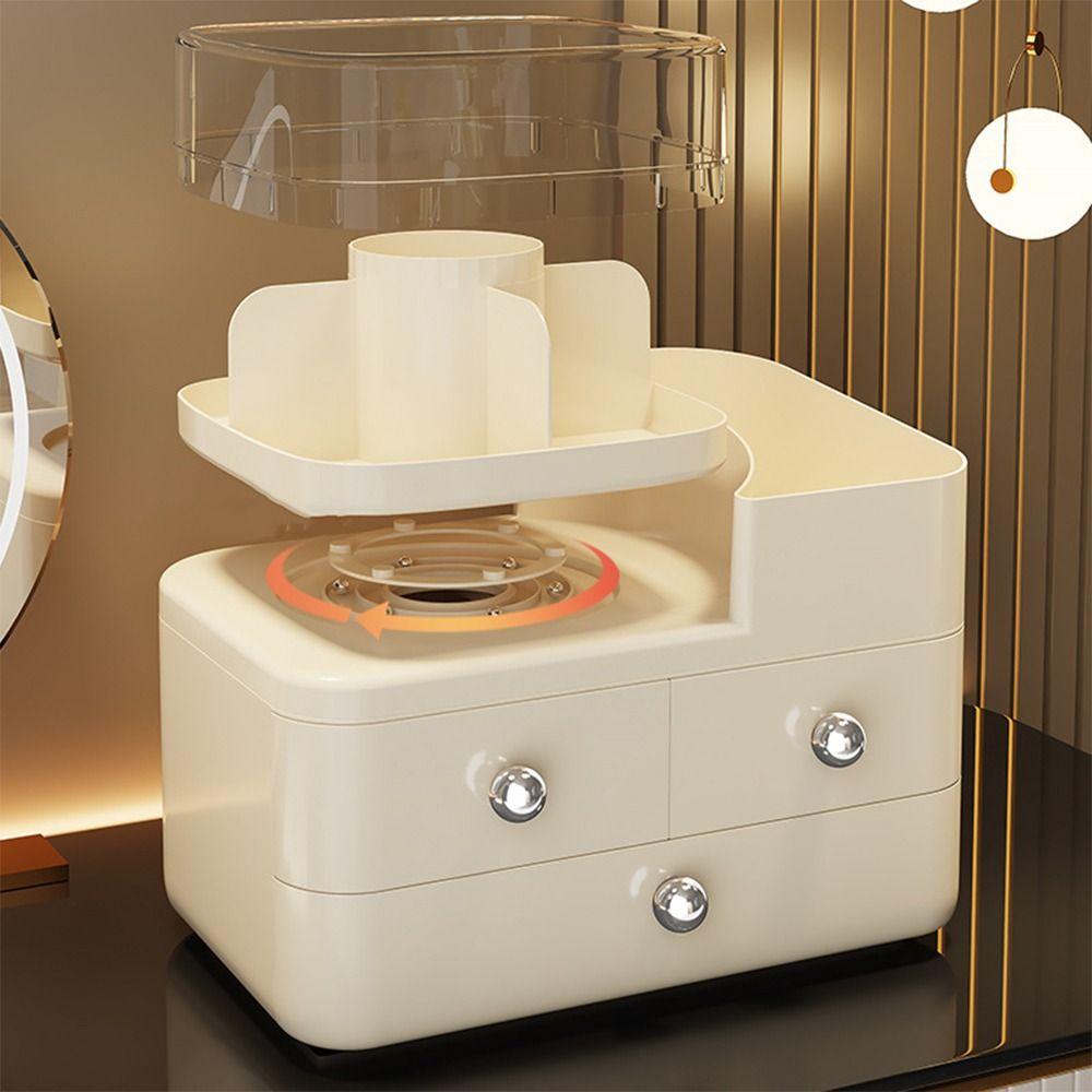 Cream Series Cosmetic Display Case Large Capacity Cosmetics Storage Box  Desktop Use