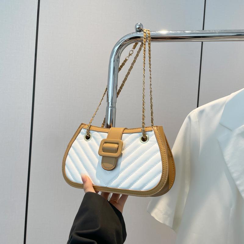 Gentle and fashionable texture splicing chain shoulder bag women's 2025 spring and summer new versatile ins messenger bag small square bag