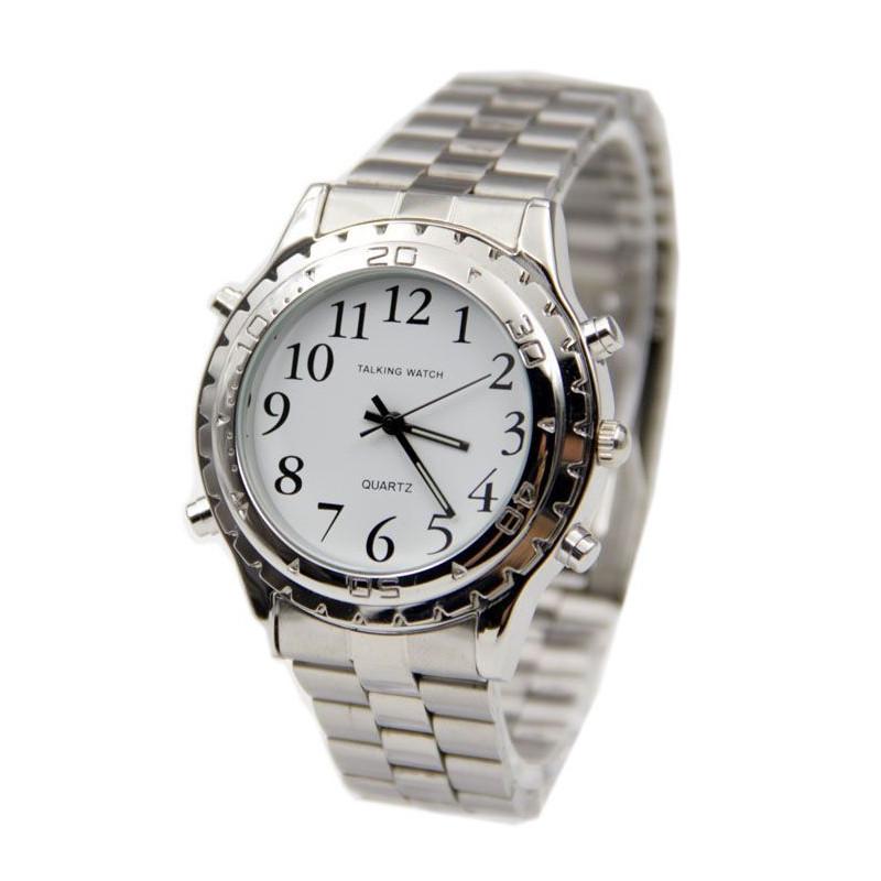 Friendly Analog Blind Elderly Report Time Watch Quartz Stainless Steel Supplies