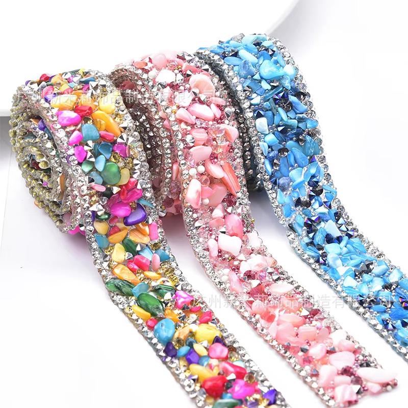 50cm/Roll Self Adhesive DIY Glitter Trim Sticker Elegant Colored Stone Dress Car Rhinestone Ribbon Phone Decor Claw Chain Tape