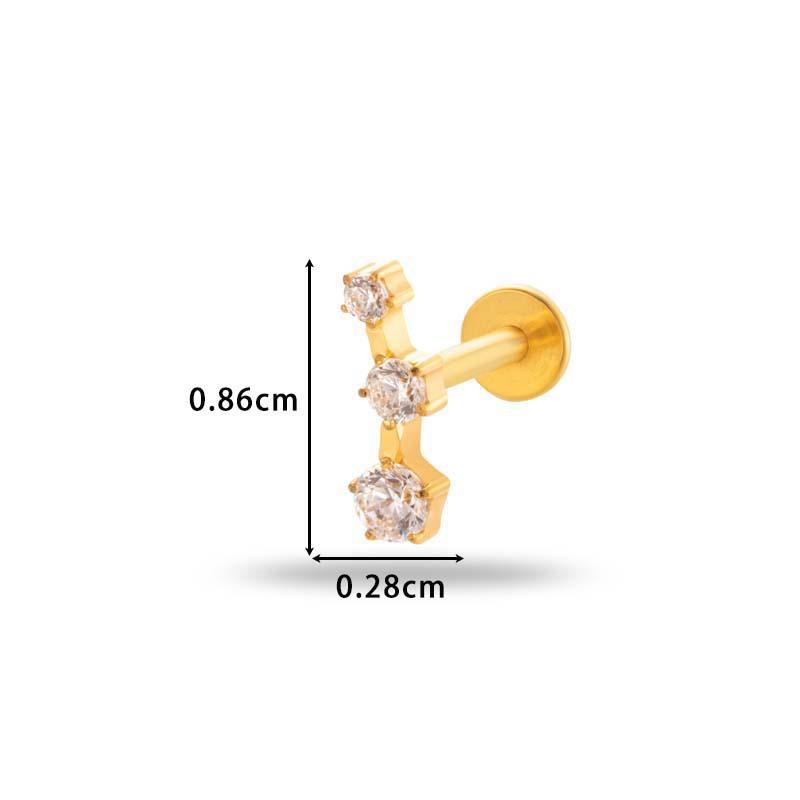1 pièce G23 Titane Massif Filetage Interne Dos Plat Fleur CZ Clou de Tragus Cartilage Boucle d'Oreille Helix Rook Lobe Labret Bijou de Piercing