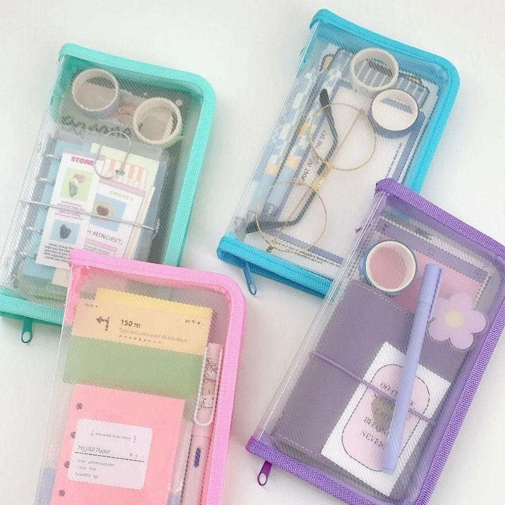 A6 Storage Bag Transparent File Sorting Bag Simple Sticker Stationery Accessories  Student Collect