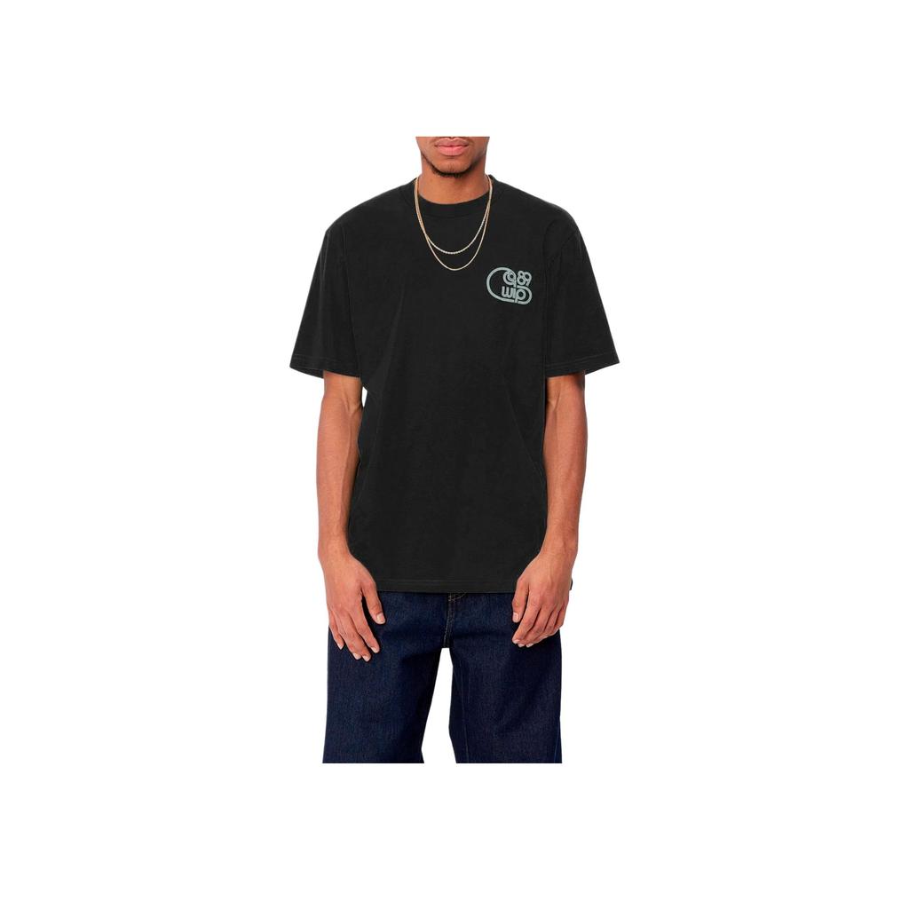 Carhartt WIP T-shirt da uomo con stampa grafica, girocollo, manica corta, top neri I033172-1XD-XX