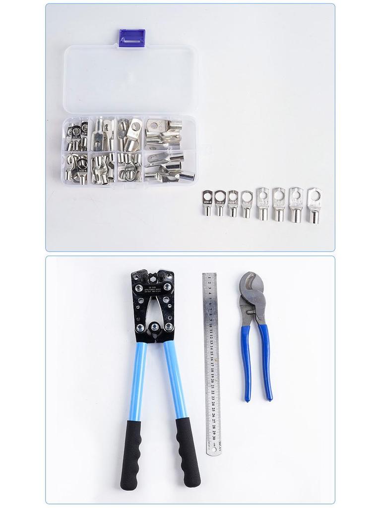 Large Copper & Aluminum Crimping Pliers Set with HX-50B Cable Cutter and Wire Stripper.