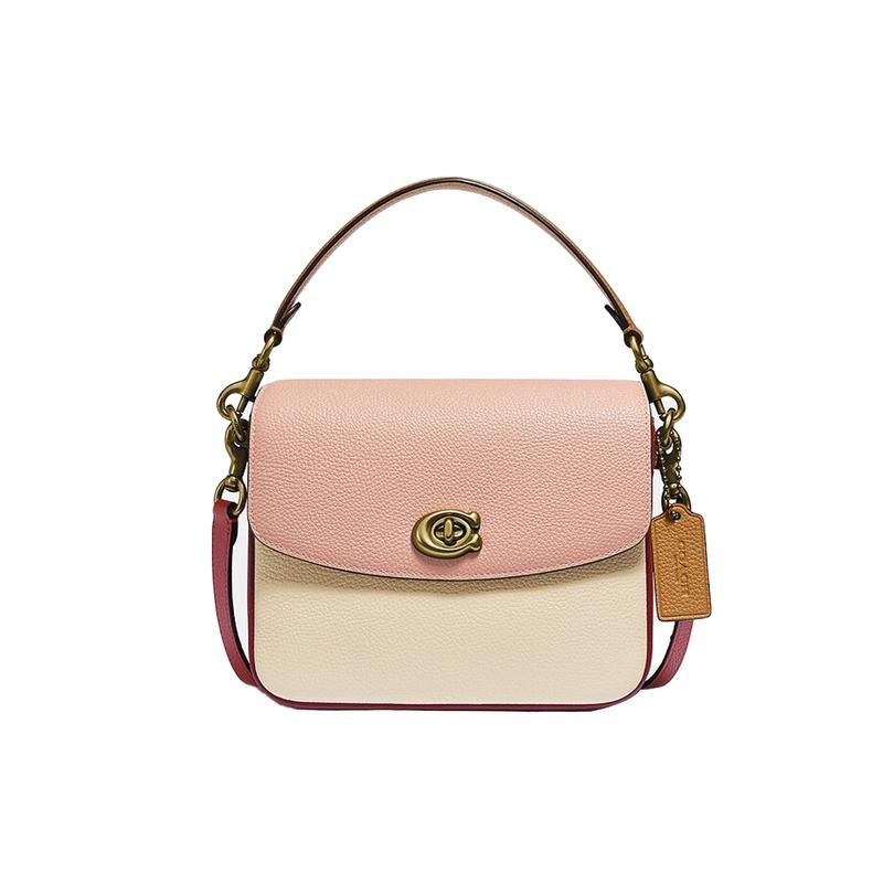 

COACH Cassie 19 Color Block C Buckle Flap Leather Messenger Bag Handy Shoulder Crossbody Bag Small Women s Cherry Blossom Pink Rice Color Block рожевий