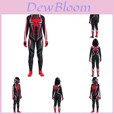 Schwarzes Spiderman-Cosplay-Kostüm, Kapuzenbody, Halloween-Karneval-Rollenspiel für Kinder und Erwachsene