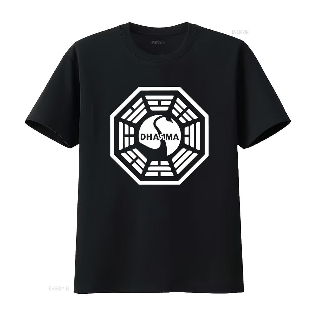 Dharma Initiative Swan Logo T Shirt Retro Coolness from Lost TV Series Long or S Available Vintage Washed Stretched Soft