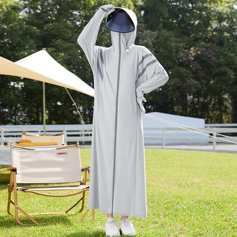 Sunscreen Clothing Women's Summer New Hooded Full Body Breathable Large Size Loose Medium and Long Sunscreen Clothing Cardigan