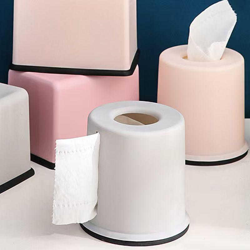 Round Plastic Tissue Box Multifunctional Sturdy Construction Dustproof Tissue Holder for Home Office Entryway Coffee Table Use