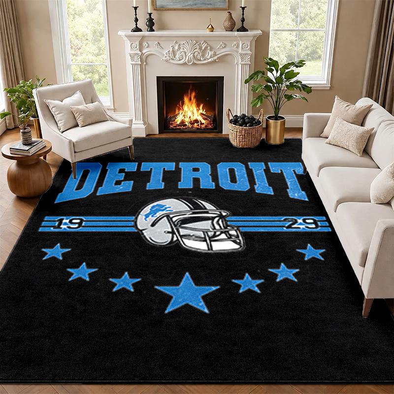 Detroit Lions Carpet Door Mat for Living Room or Bedroom Protective Mat Under Chair Office Decoration Christmas Gift Birthday Present