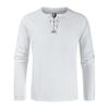 Mens Long Sleeve Cotton Linen Blouse Loose Henley V-Neck Tops T Shirts Blouse