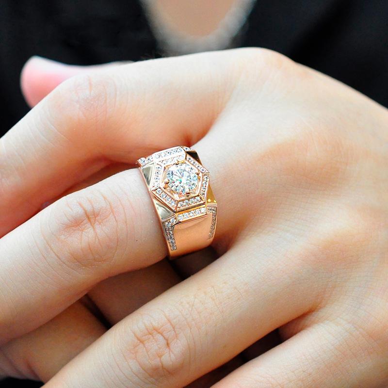WOSIKATE Luxury  CopperWith 18K Rose Gold Plated Ring For Men Domineering Index Finger Ring Fashion Jewelry Business Ring