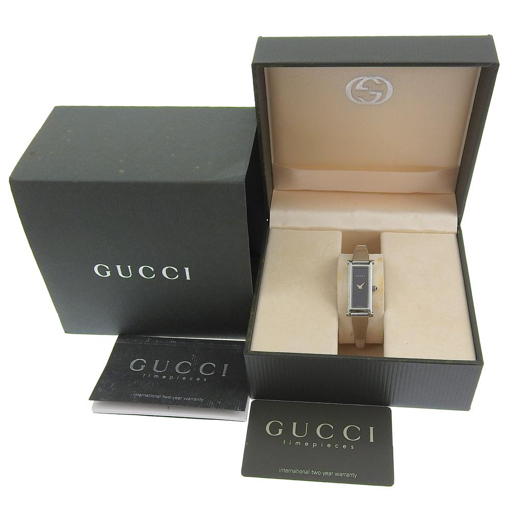 Gucci Uhren 1500L schwarzes Zifferblatt Edelstahl Quarz Analoganzeige Damen Gebraucht