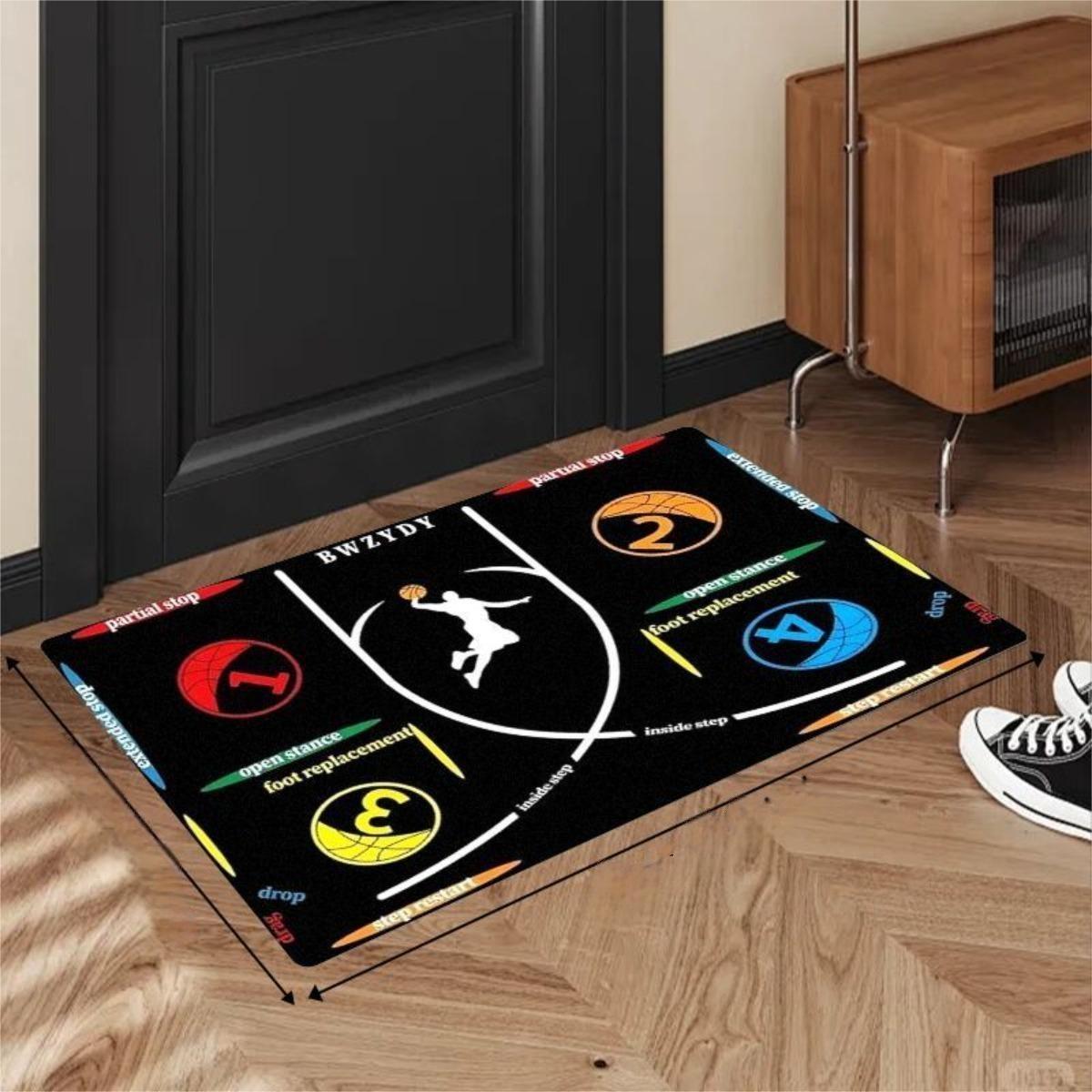 

Black Basketball Training Carpet Mat Rug Home Decoration Skill Practice Floor Mat Player Movement Non Slip Home Welcome Mat 40cm x 60cm