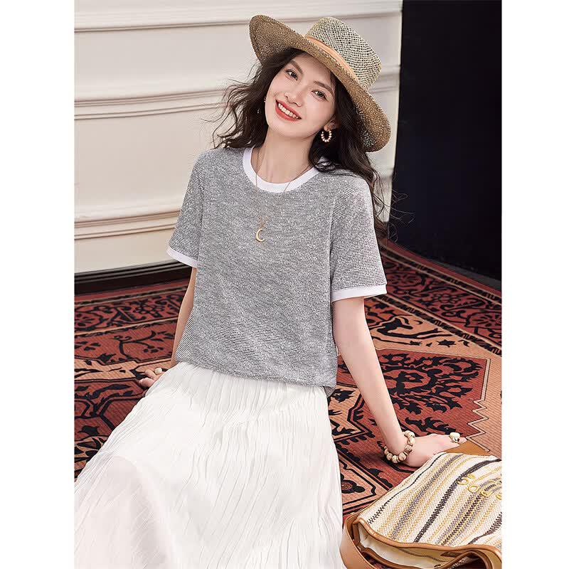 Women's Elegant Striped Short Sleeve T-Shirt