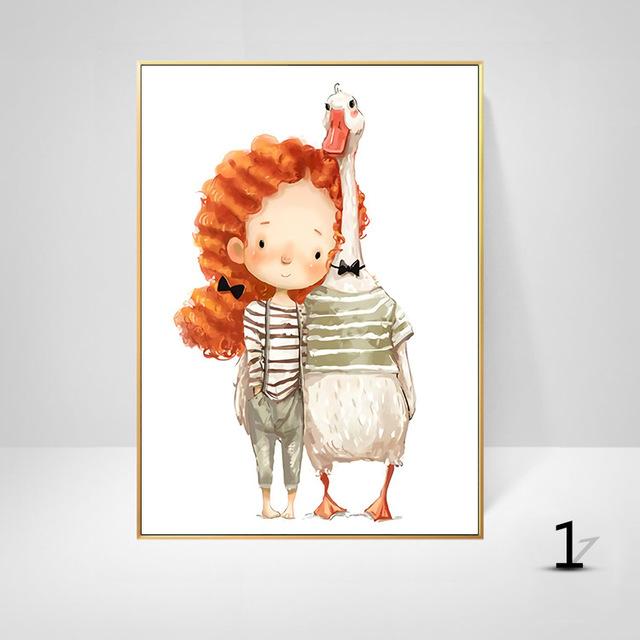 Moderne Cartoon Tier Fuchs Elefant Bär Nordic-Stil Kinderzimmer Dekorative Malerei Hängende Malerei Leinwand Wand Kunst Spielzeug