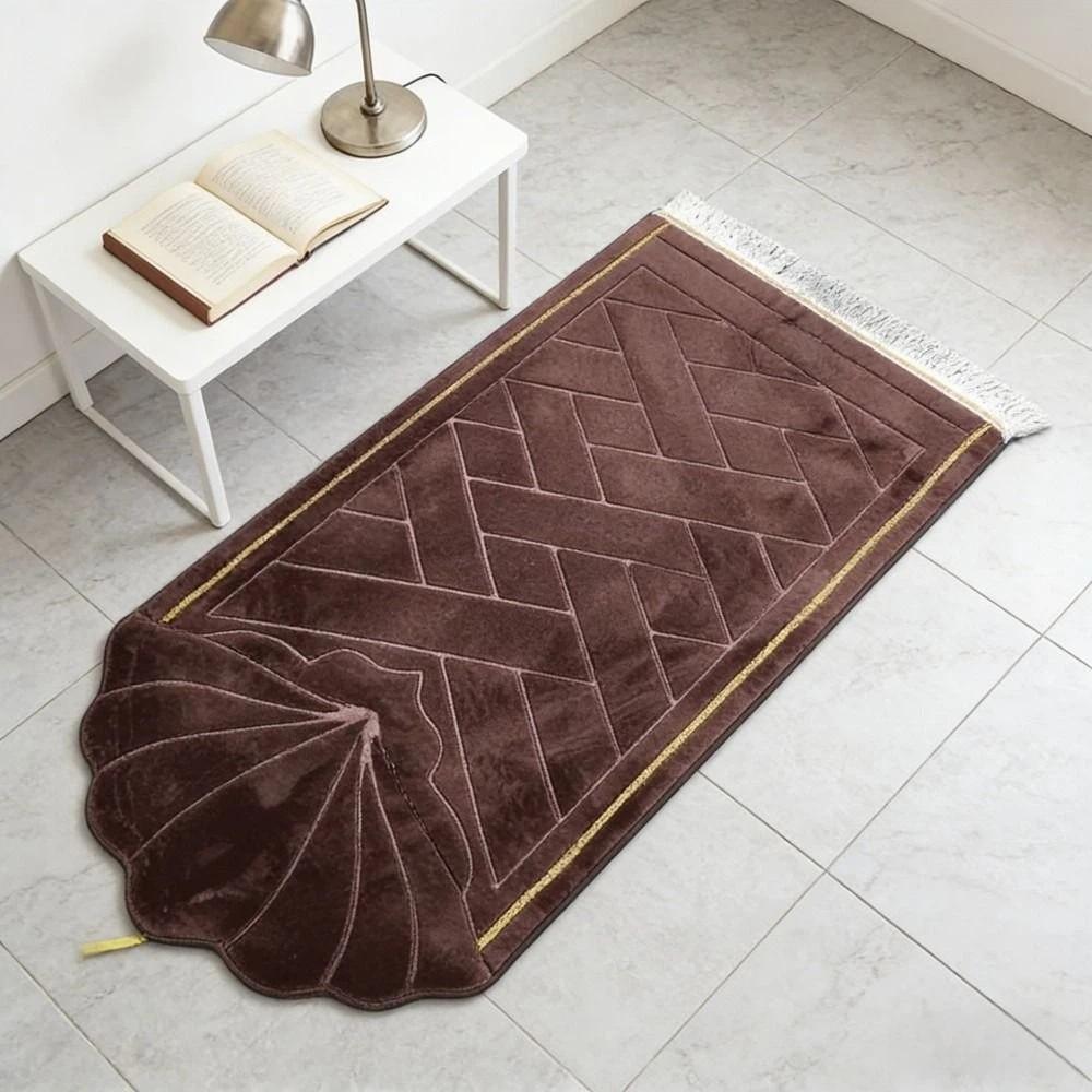 High Quality Soft Prayer Mat Gold Rimmed Thick Sponge Prayer Carpet Rug Tassel Embossed Flannel Home Carpets For Multiple Scenes