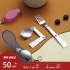 Portable Collapsible Stainless Steel Cutlery Set - Spoon Fork with Mini Storage Case Foldable Tableware for Camping Travel