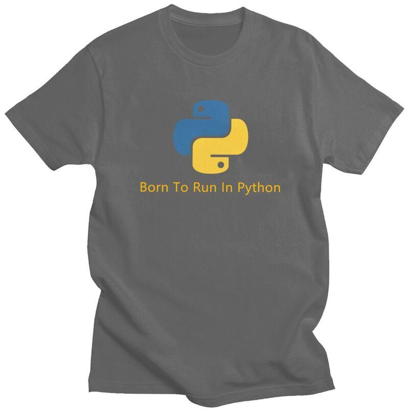 Custom Born To Run In Python Tshirt for Men Short Sleeves Casual T Shirt Programmer Computer Developer Tshirt 100 Cotton Tee