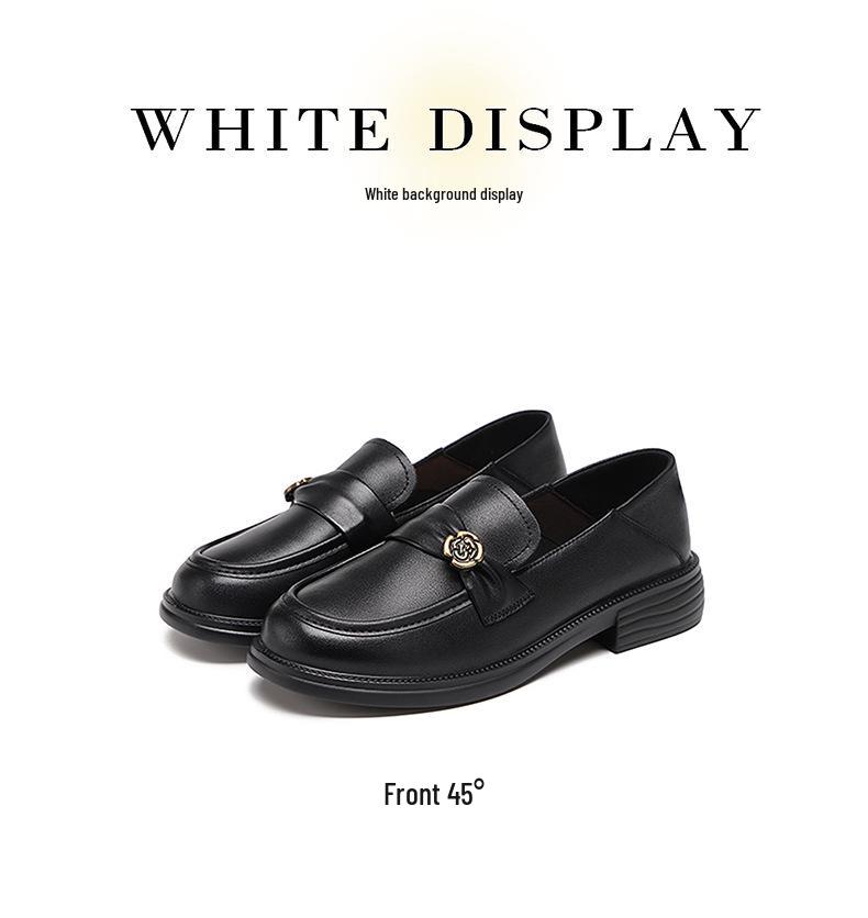 Red Dragonfly Women's Thick-Soled Leather Loafers - British Style Casual Shoes for Spring and Autumn.