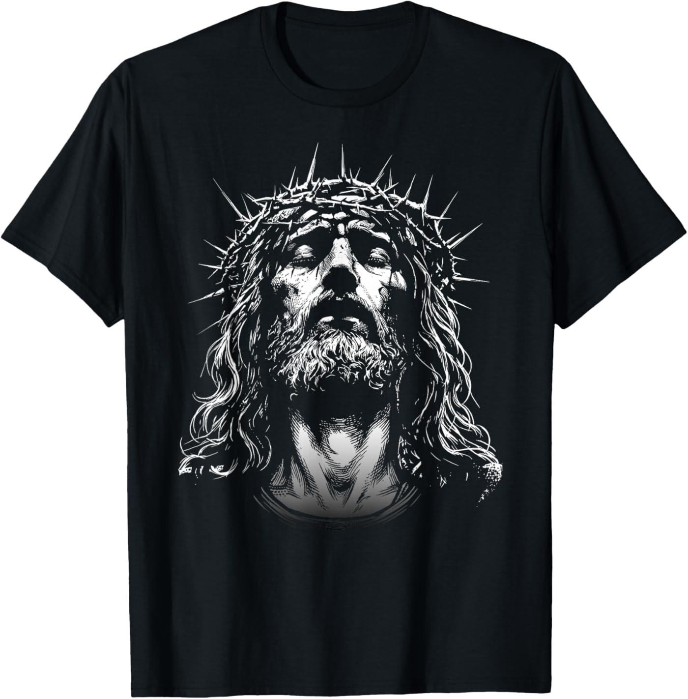 Christian Crown of Thorns Jesus Portrait Christ Face God T-Shirt S разноцветный