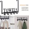 Heavy Duty Over Door Towel Rack 5/6/8 Hooks No Drilling, Black Metal Wall Mounted Organizer for Bathroom Kitchen Bedroom, Space Saving