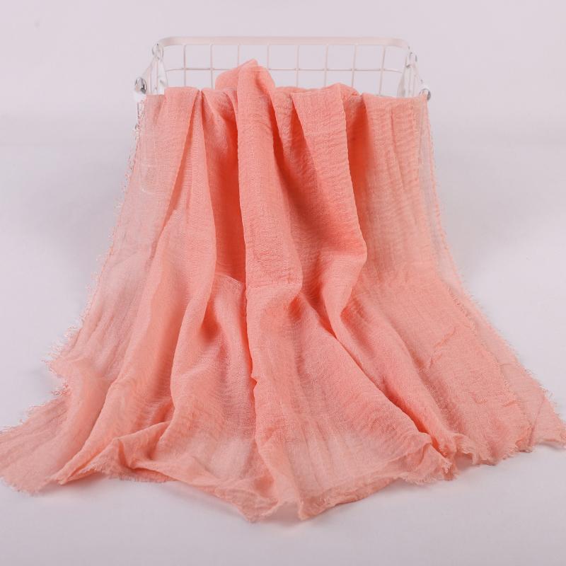 Ramadan Cotton Crinkle Headband Veil Scarves Women Solid Color  Head Wraps Long Scarves Turban Headband Muslim Fashion Headscarf