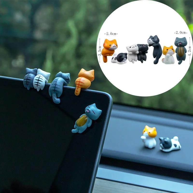 6 Stück/Set PVC Cartoon Glückskatzen Figuren für Auto Armaturenbrett, Blumentöpfe und Bildschirmrand Dekor Dekorationen Miniaturen Geschenk Neu