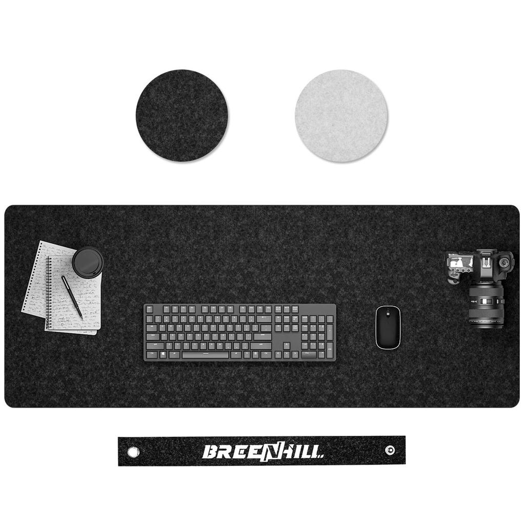 BREENHILL Felt Desk Mat, Non-Slip Desk Pad, Comfortable Desk Protector, Durable Desk Mouse Pad for OfficeHomeGamingDecoration (90x40x0.3cm, Dark Gray)