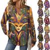 Damen Carnival Print Mode Langarm Knopf Kapuzenpullover Top