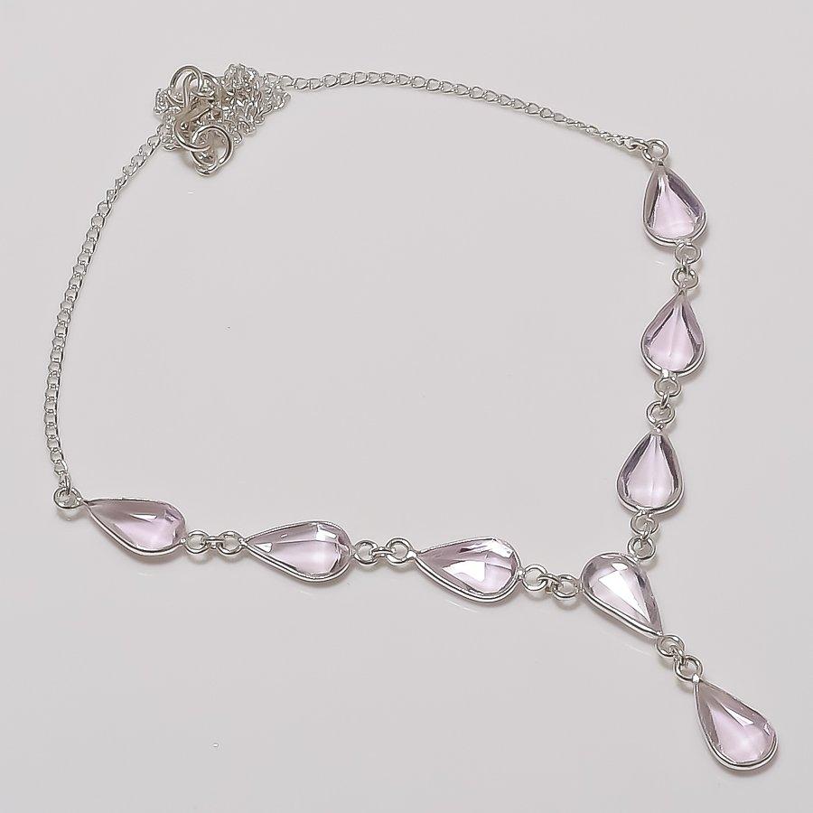 Natural White Topaz Gemstone 925 Sterling Silver Jewelry Necklace 18  ASN-5932