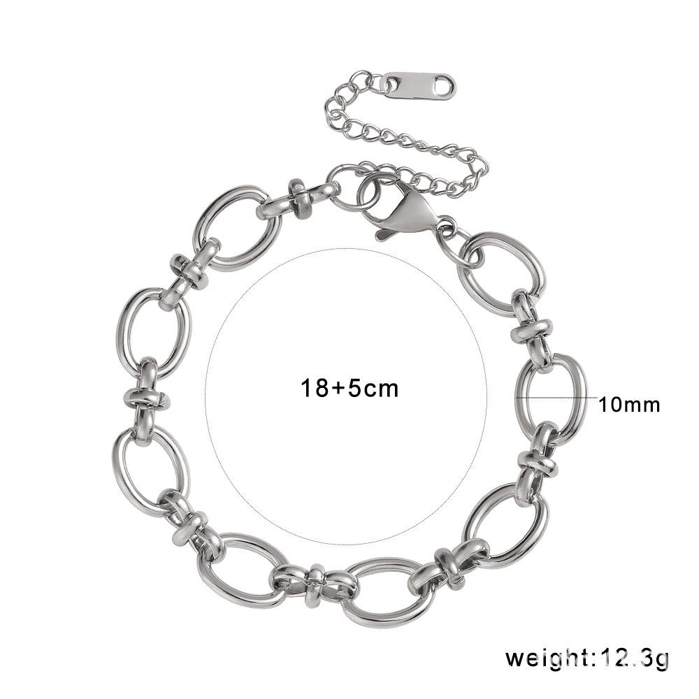 Meishi Duo Colorfast Stainless Steel Cuban Chain Bracelet - Versatile European & American Style, Washable Titanium Steel Accessory