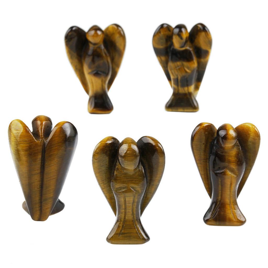 Křišťálová vyřezávaná figurka anděla strážného kapesní kámen léčení řemeslo 15" soška