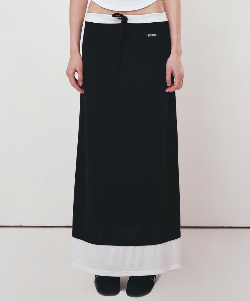 Nigaennikol Double Layered Long Skirt_Black