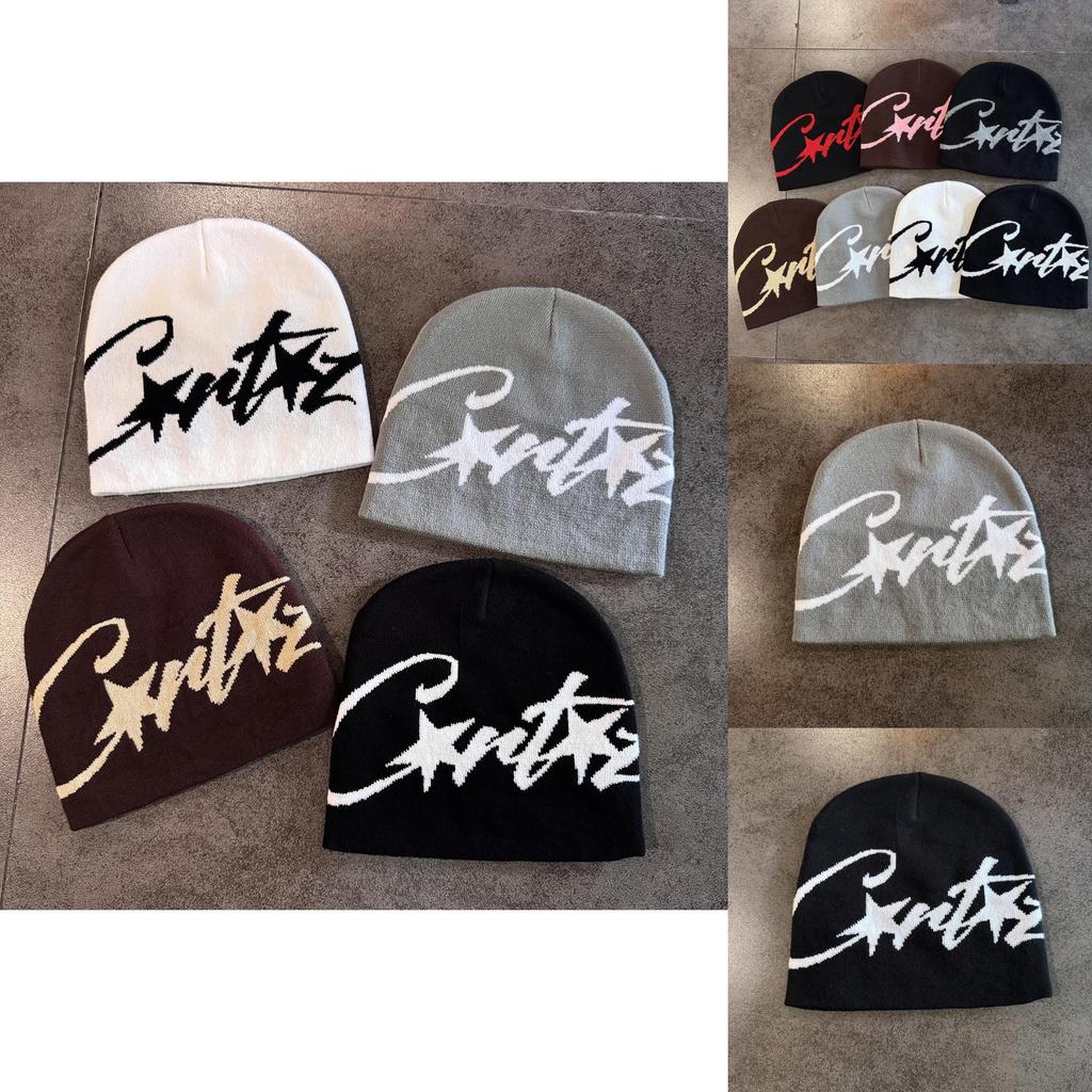 American Streetwear Knit Hat With Star Pattern For Men Women Warm Winter Season