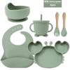Silicone Dinner Plate Set Baby Children Learning To And Drink Feeding Tableware Baby 6pcs  Crab Compartment Food Bowl