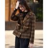 Sishui Nianhua Women's Elegant Plaid Short Wool Blend Coat