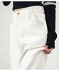 White Linen Loose-Fit Old Money Style Women’s Elastic Waist Wide-Leg Trousers, Casual Spring 2026 Collection