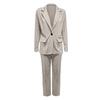 Frauen Casual Langarm Einfarbig Revers Strickjacke Anzug Jacke Hosen Anzug