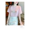 Bear White Cotton Short-sleeved T-shirt for Women Summer New Pearl Design Niche Unique Top