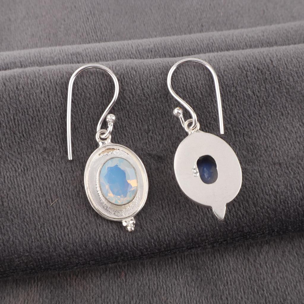 Milky Opal Gemstone Jewelry, 925 Solid Sterling Silver Earrings, Handmade Gorgeous Silver Earrings, Boho Opal Earrings For Love