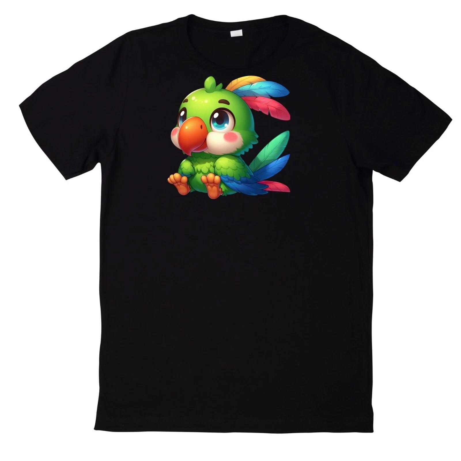 T-Shirt Niedlicher und lustiger grüner Papagei Motiv Baumwolle S