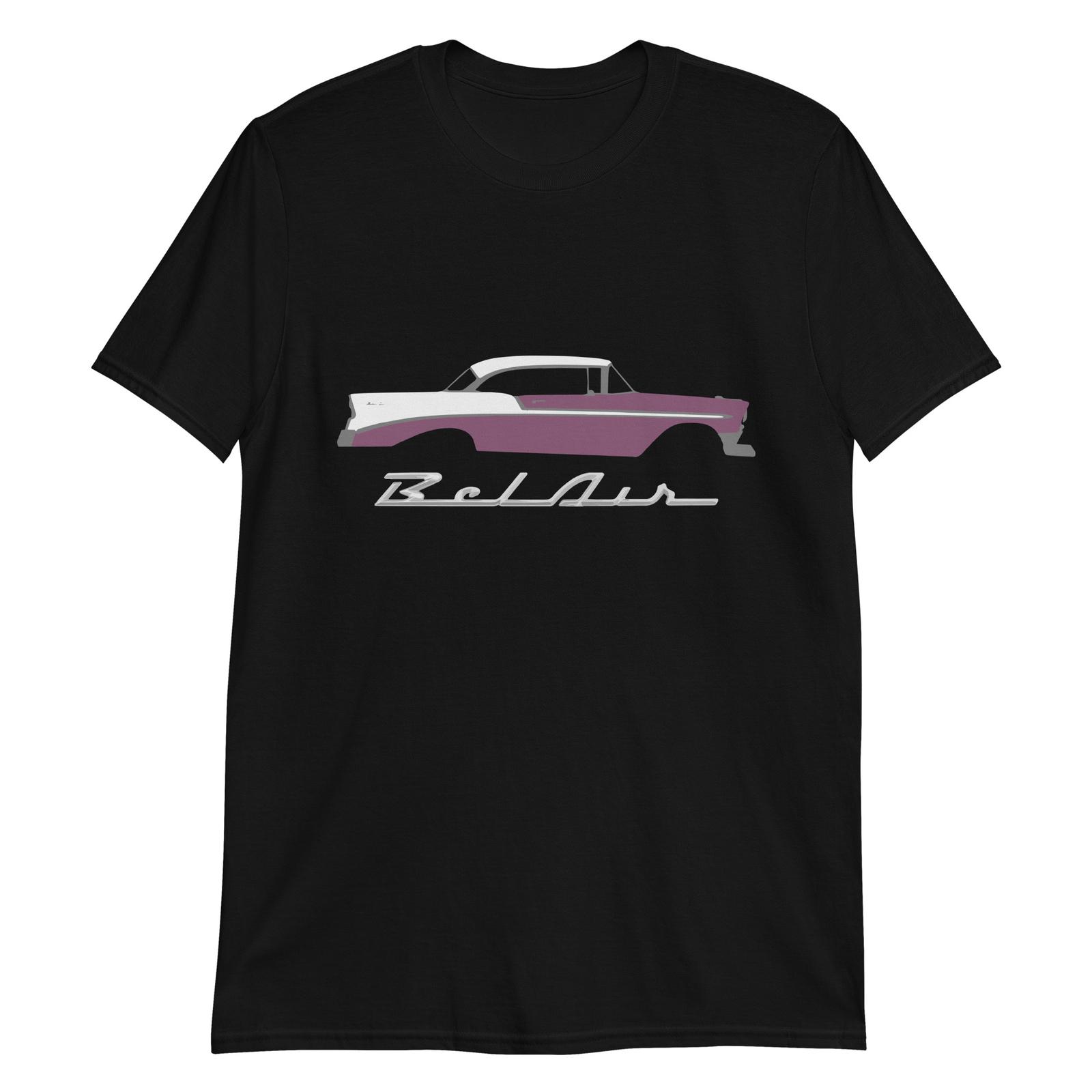 1956 Chevy Bel Air Dusk Plum and Ivory Antique Car 56 Belair T-Shirt L