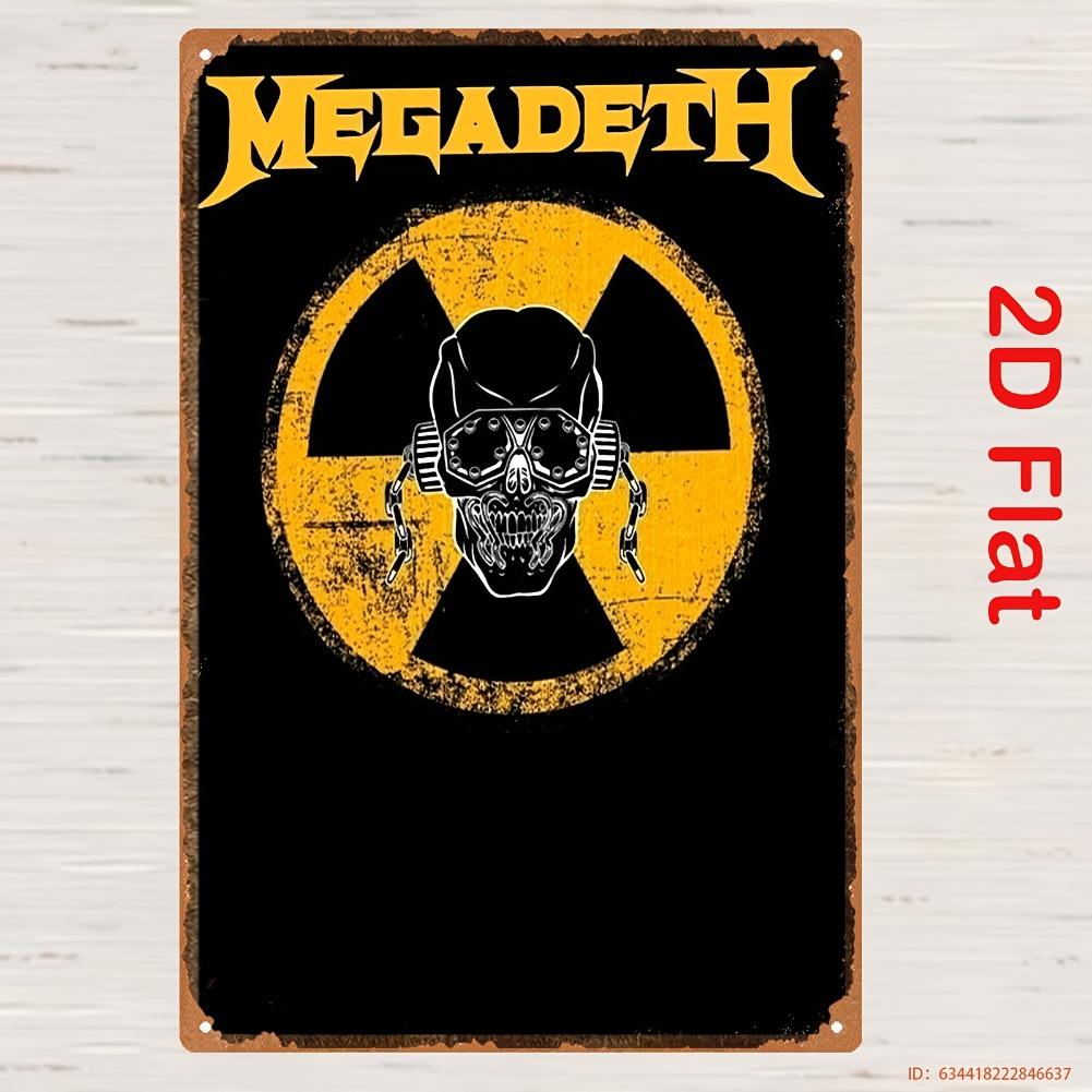

2D Flat, 1pc Vintage Metal Sign | Megadeth Band Logo with Skeleton in the Center and Nuclear Radiation Symbol 20x30cm（7.8x11.8inch）