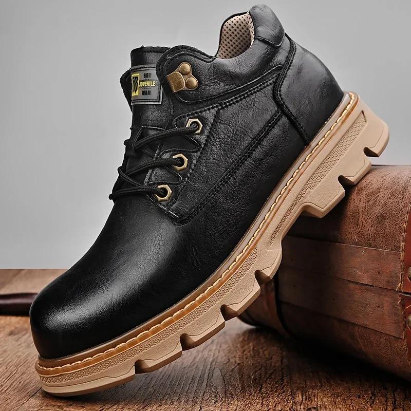 Hot Style Men's Biker Shoes Casual Retro Tooling Shoe for Men Dress Shoe Low Top Non-slip Trendy All-match Men Safety Shoes