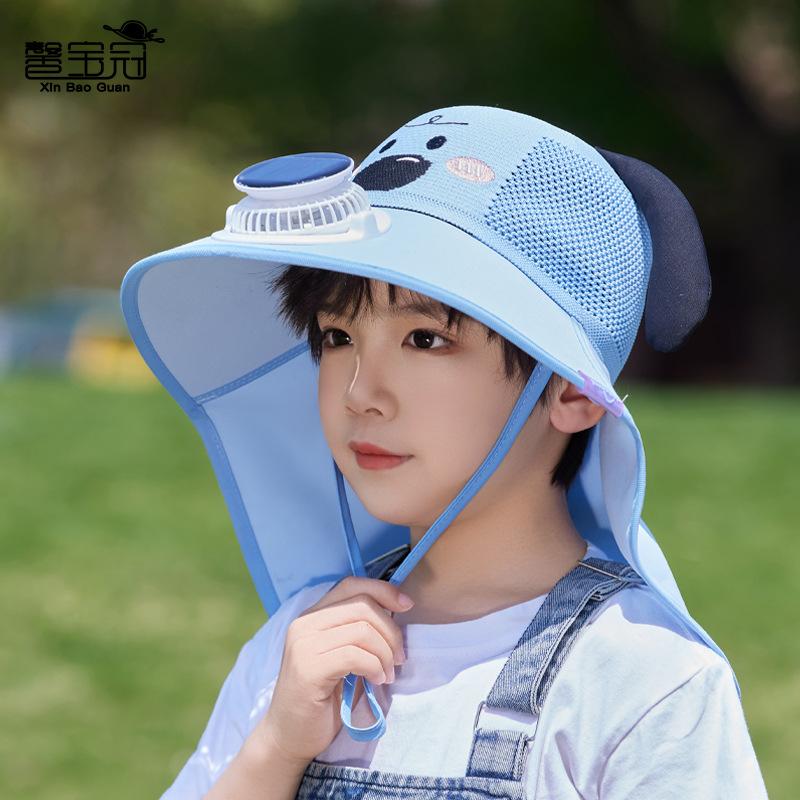 Barnhatt tecknad söt stor brätte med fläkt bucket hat pojkar och flickor utomhusutflykt sjal solskydd visir