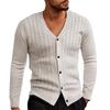 Mens Cardigan Sweater Casual Long Sleeve V Neck Buttons Down Cable Knit Shirts Textured Fall Winter Clothes